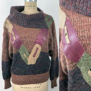 Vintage 1980s Italian Leather La Squadra Sweater